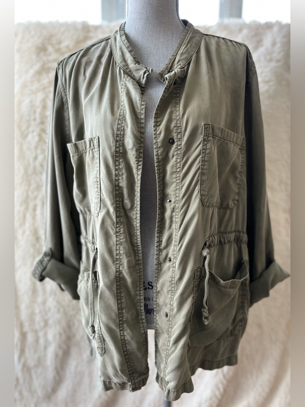 Social Standard by Sanctuary Green Tie Safari Utility Jacket | Tencel | Sz XXL